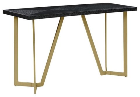 Contemporary Black Wood Console Table With Gold Painted Legs ... with regard to 4Pc Black Wood Coffee Table Set With Gold Painted Legs